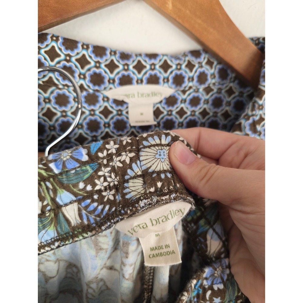 Vera Bradley Notch Collar Womens Blue Enchanted Woodland Pajama Set Size Med - Picture 6 of 7